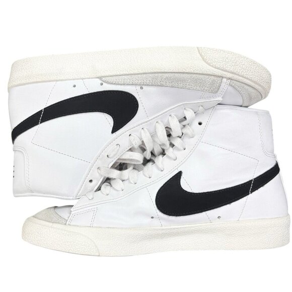 Nike Men's Blazer Mid '77 Vintage Hi Tops Sneakers Men’s 8.5 White Black Leather - Picture 1 of 13